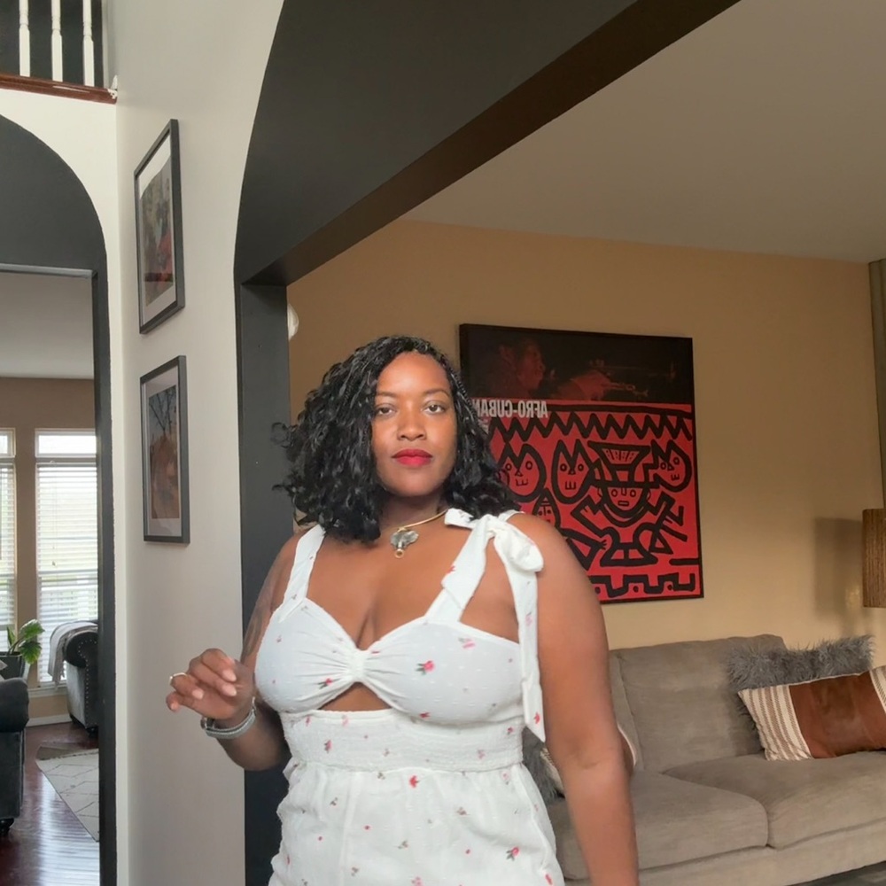 White Floral Tie-Strap Dress